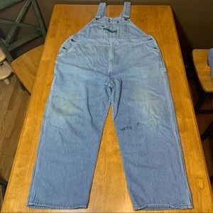 Key Imperial Striped Soft Farmer Bib Overalls Mens Sz 46x30 Vintage?